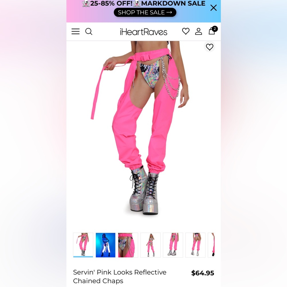 Iheartraves Servin' Pink Looks Reflective Chained Chaps - Picture 1 of 5